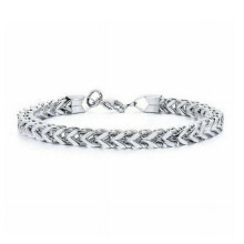 Herrenarmband aus Edelstahl, Titanlegierung, Fischgrätmuster, Silber