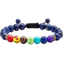 Chakra-Armband aus natürlichem Vulkangestein für Damen, 7-Chakra-Heilsteine, Yoga-Perlenarmband (Einheitsgröße)