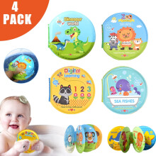 Livro de Banho Impermeável para Bebês Dsseng, 4 Peças, Brinquedo Educativo Macio para Natação, Ideal para Crianças de 1 a 3 Anos, Perfeito para