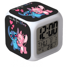 HANNTAOO Digitaler Wecker für Kinder, Cartoon-Stickmuster, 7-farbige LED, Thermometer, Nachtlicht, Geschenk für Jungen und Mädchen