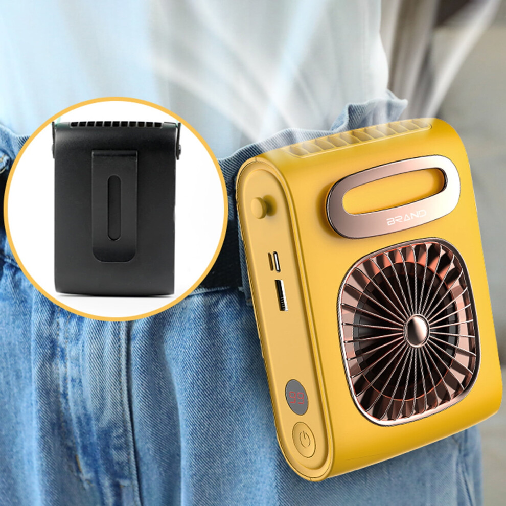 Portable Waist Fan 6000Mah, 2-In-1 Usb Rechargeable Neck Fan & Power Bank, Clip-On Belt Cooling Fan For Outdoor Work 9395123612973