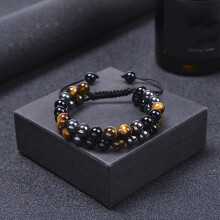 Jacenvly 8-mm-Hämatit-Perlenarmband für Damen und Herren, Kristallschmuck-Geschenk – kompatibel mit 2024Clearance