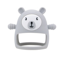 BPA-free silicone bear teether toy for babies 3+ months, compatible with little hands, relieves pain and meets sucking needs