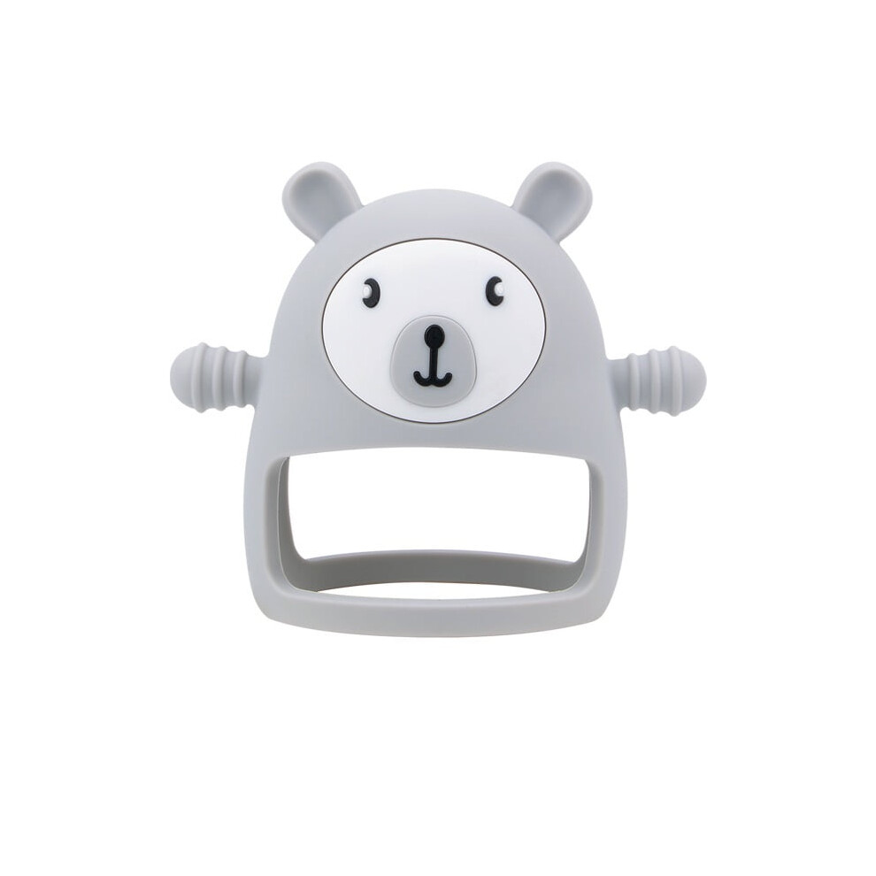 BPA-free silicone bear teether toy for babies 3+ months, compatible with little hands, relieves pain and meets sucking needs