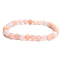 Armband mit glatten, runden rosa Opalperlen, 6/8/10 mm, 19 cm Länge, 3 Stück pro Set