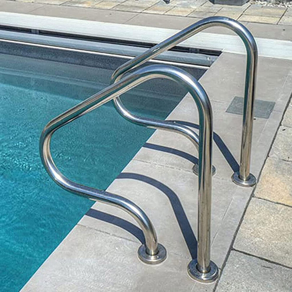 2Pcs 304 Stainless Steel Pool Handrail With Ergonomic Curved Grip For Inground Swimming Pools Ref: 6790 9164114624079