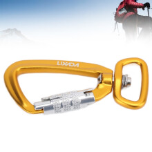 Auto-locking carabiner, square bottom, 360 degree rotating hook, accessories for dog leashes, hammocks, backpacks, yellow