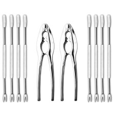 Conjunto de Quebra-Lagosta e Garfos, 10 Peças, Utensílios para Quebrar Pernas de Caranguejo - Quebra-nozes e Garfos para Frutos do Mar em Aço