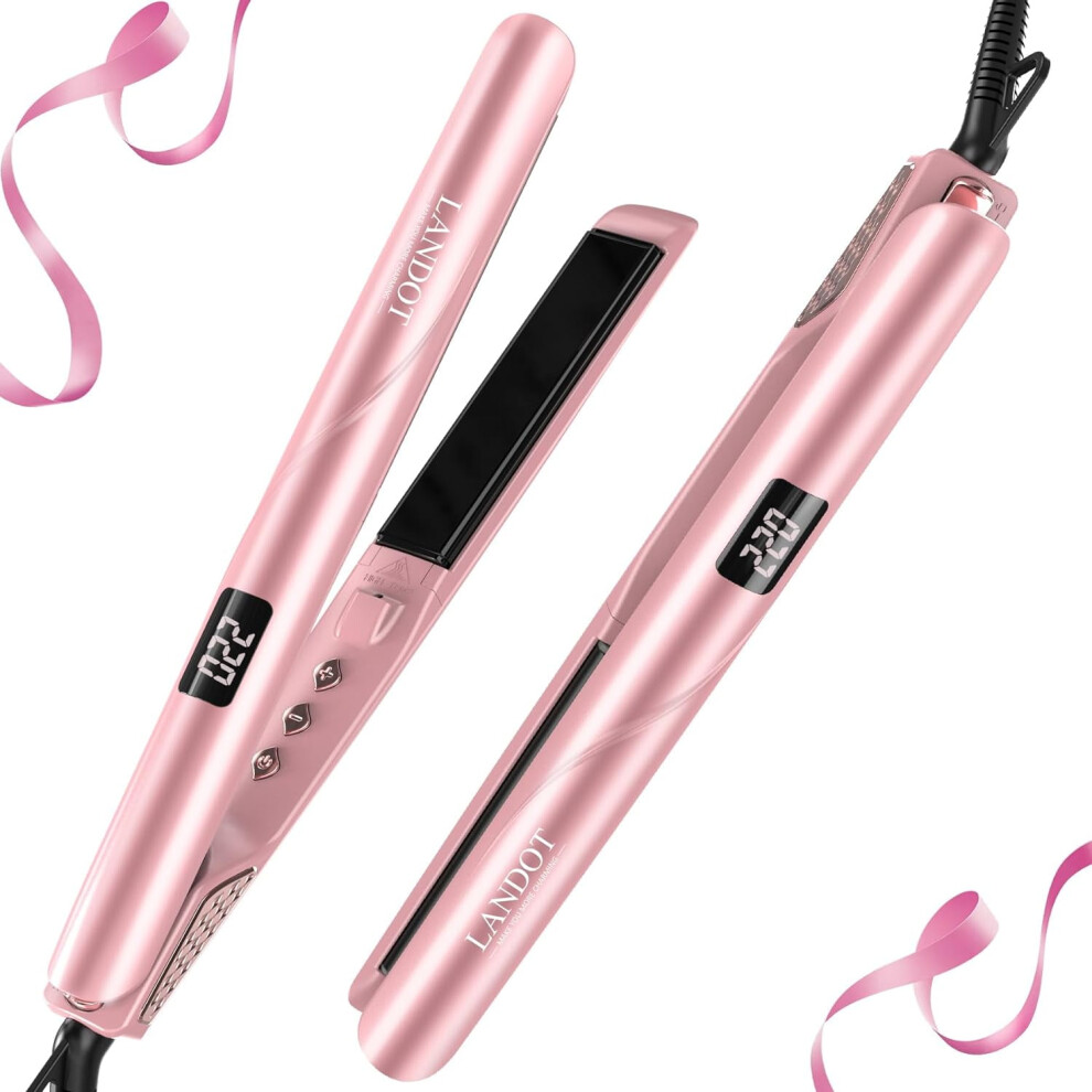 Dual Voltage Professional Ceramic Straightening Curling Iron Flat Iron Hair Straightener 1-inch 2 in 1 Straightener and Curler