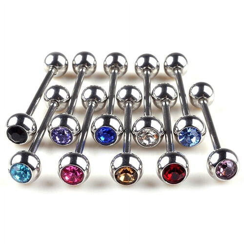 rygai10 τεμάχια Punk Mixed Rhinestone Ball Barbell Γλώσσας Δαχτυλίδια Piercing Σώματος- 1