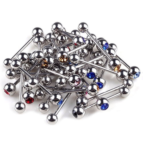 rygai10 τεμάχια Punk Mixed Rhinestone Ball Barbell Γλώσσας Δαχτυλίδια Piercing Σώματος-