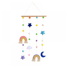 Tapisserie murale bohème Prettyui en coton tissé avec pompons, décoration intérieure