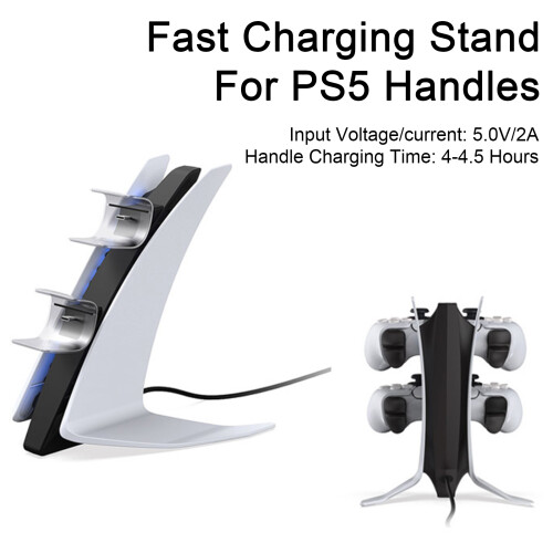 SUSUchens Controller-laadstation met lichtschakelaar, stabiele output, antislipvoet, Type-C laaddock voor PS5 (wit)