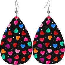Valentine's Day Hearts Leather Earrings For Women Faux Leathe Water Drop Earrings Vintage Lightweight Dangle Earrings Jewelry For Women