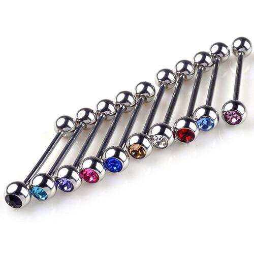 rygai10 τεμάχια Punk Mixed Rhinestone Ball Barbell Γλώσσας Δαχτυλίδια Piercing Σώματος- 2