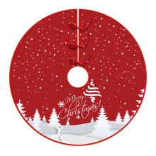 Jupe de sapin rouge 90 cm, motif flocons de neige et rennes, napperon de Noël style ferme, décoration de fête - compatible avec les sapins