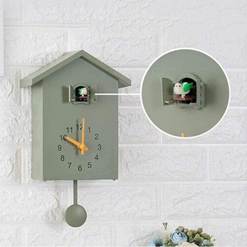 Relógio de parede moderno com estampa de cuco e pássaros para sala de estar. 2