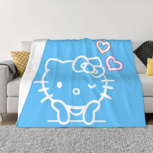 Couverture Hello Kitty en flanelle polaire, jeté de lit ultra doux, confortable et chaud pour canapé, salon et chambre - 102 x 76 cm