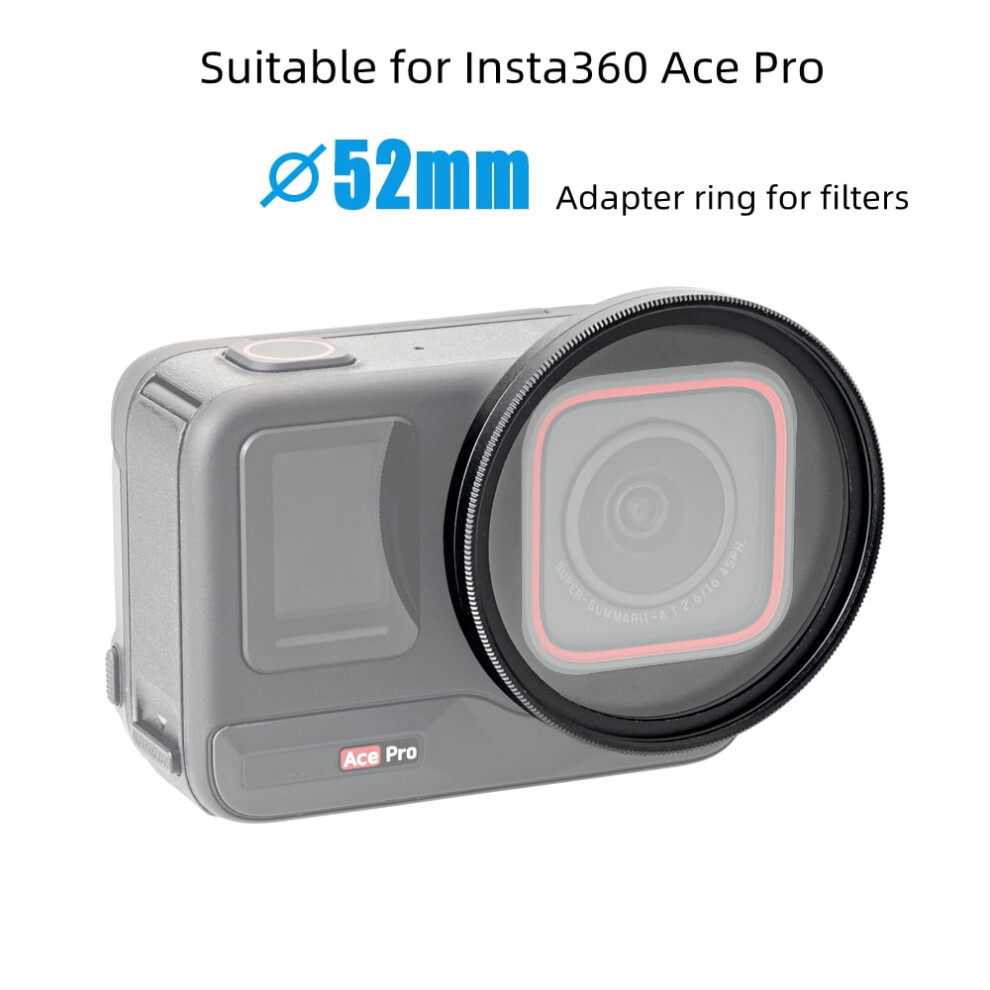 52Mm Uv Lens Filter For Insta360 Ace Pro, Aluminum Alloy With Cover & Adapter Ring, Compatible With Insta360 Ace Pro 9110895163528