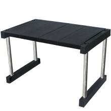 Organisateur de placard de cuisine, étagère de comptoir, porte-épices extensible et empilable pour sauces et plats, noir