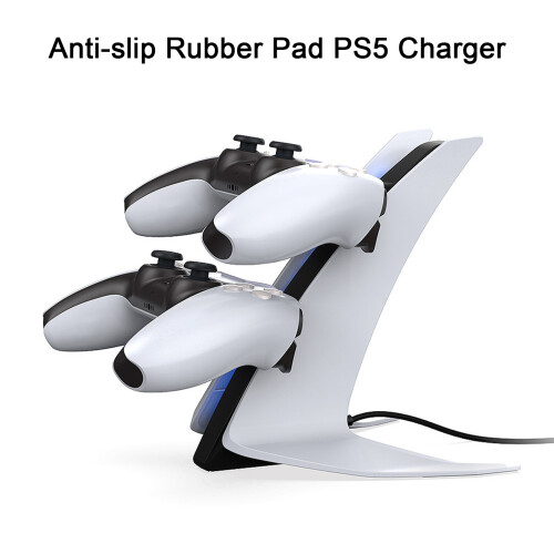 SUSUchens Controller-laadstation met lichtschakelaar, stabiele output, antislipvoet, Type-C laaddock voor PS5 (wit) 2