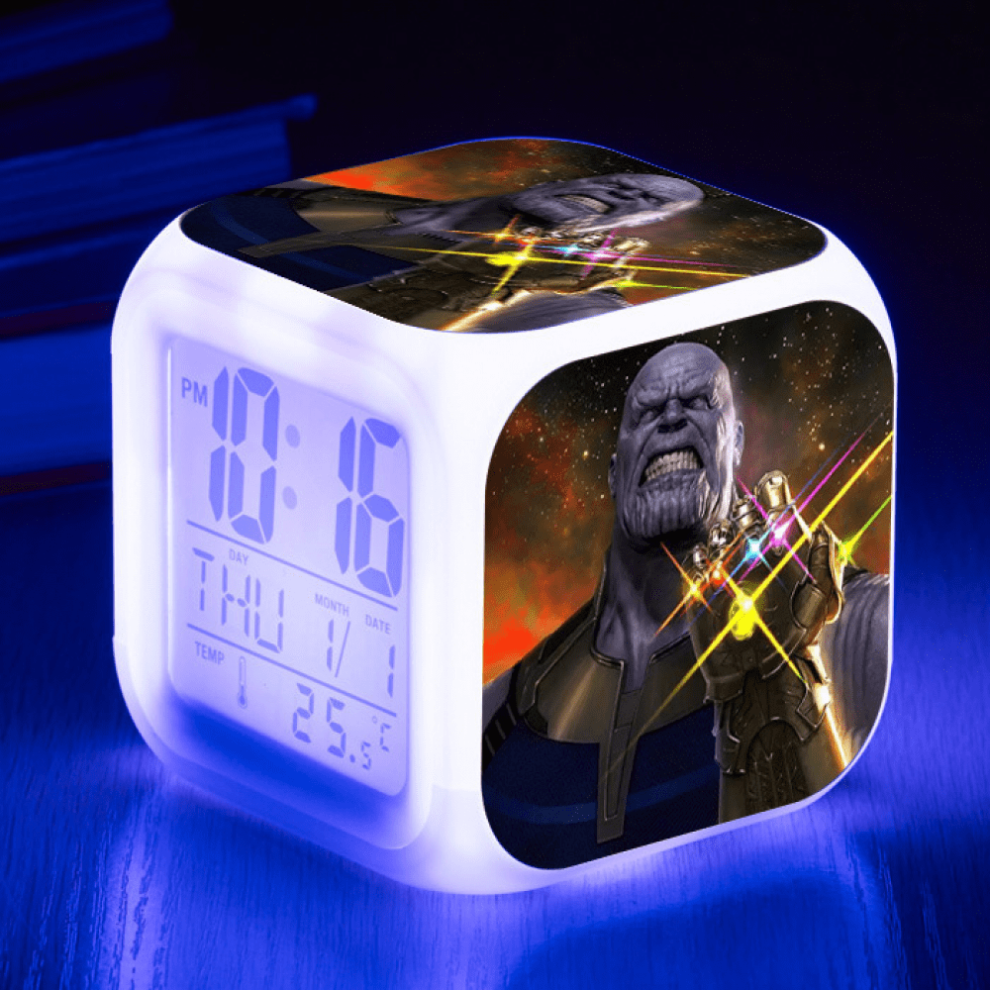 Hanntaoo Kids Digital Alarm Clock, Avengers Led Color Changing Wake-Up Clock With Thermometer & Night Gift For Boys Girls Light