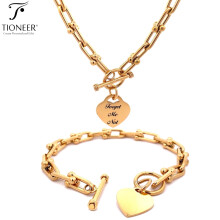 Tioneer Stainless Steel Heart Charm Bracelet / Necklace Oval Links or Hardware Link