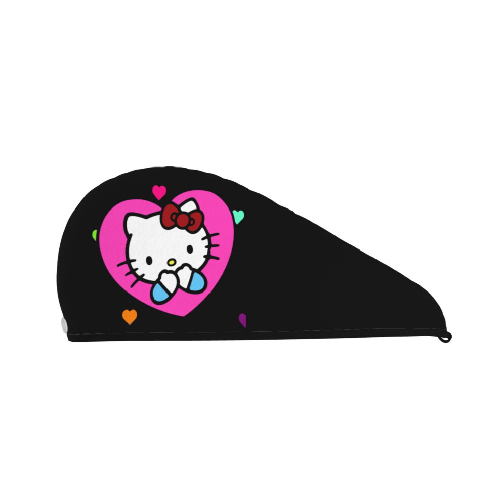 Coral Hello Kitty Velvet Dry Hair Cap Thickening To Increase Soft Absorbent Shower Cap