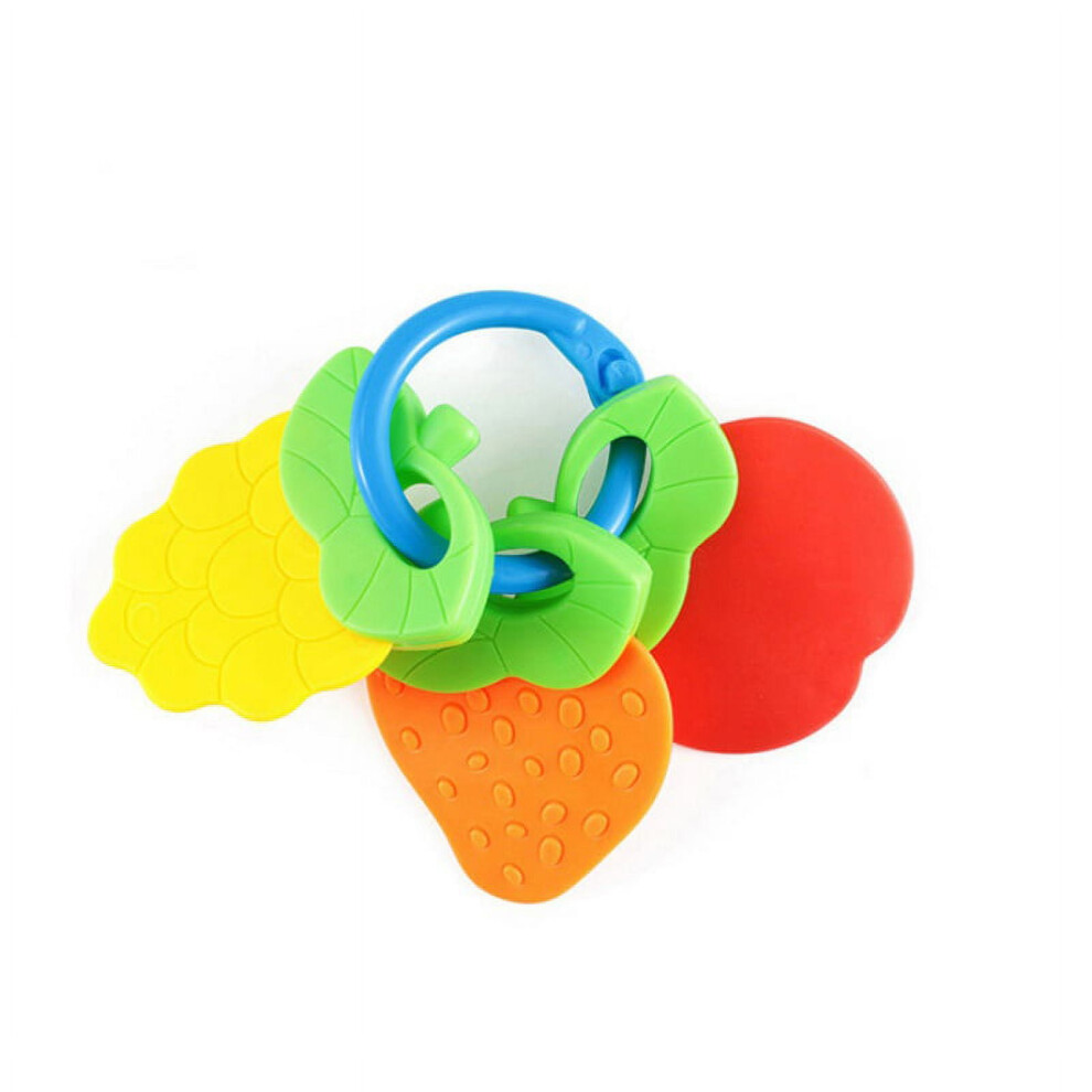 Eleanos Baby Silicone Fruit Shape Teether Gum Teeth Soothes Toys With Loop Oral Care(Random Color)