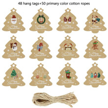 Merry Christmas Ornaments Gift Tags Christmas Tree Shape Elk Snowflake Labels For Xmas New Year Party Gift Box Decor Hanging Tag