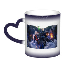 Mug « L'Étrange Noël de Monsieur Jack » à couleurs changeantes, tasse en céramique pour café ou thé, idéale pour le bureau ou le travail.