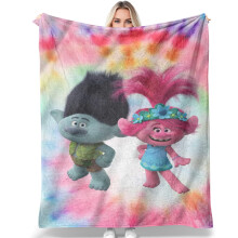 Couverture Trolls mignonne, jeté en polaire légère pour enfants et adultes - Couverture douce et confortable pour canapé et lit, idéale pour
