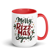 Mug de Noël humoristique « Joyeux Rizzmas » Gen Alpha avec intérieur coloré, Joyeux Rizz Mas Sigmas (Rouge, 44 cl)