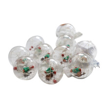Guirlande lumineuse LED de Noël avec 10 boules à vœux, décorations Père Noël/Bonhomme de neige/Sapin, lumière blanc chaud pour sapin