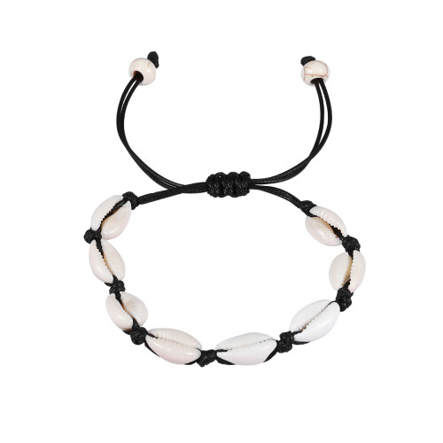 Bracciale Eease Boho Shell con ciondolo di perla sintetica per donna (nero)