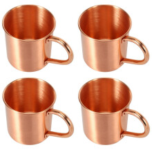 Lot de 4 tasses Moscow Mule en cuivre pur, lisses et solides, sans revêtement intérieur, pour cocktails, café, bière, lait, eau.