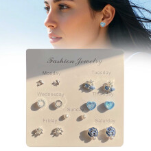 Alofun Flash Deals! 7 Pairs Sterling Silver Stud Earrings for Women, Pearl Jewelry Gift Set - Clearance Sale
