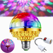 Bola de discoteca giratória e colorida, lâmpada mágica com tomada, compatível com decoração de Natal (1 conjunto)