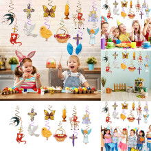Ghirlanda a spirale "Buona Pasqua" - Bandiera da appendere - Festa a tema uova di Pasqua - Decorazione per giardino primaverile - Arredamento per la
