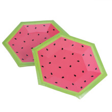 Assiettes à dessert jetables Eease (lot de 8, 25 cm) - Motif pastèque - Idéales pour les anniversaires d'enfants, les baby showers et les fêtes