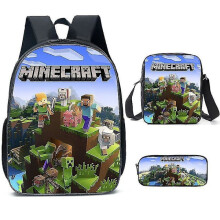3-teiliges Minecraft-Schulrucksack-Set für Jungen und Kinder, bestehend aus Rucksack, Umhängetasche und Federmäppchen (nur Rucksack)