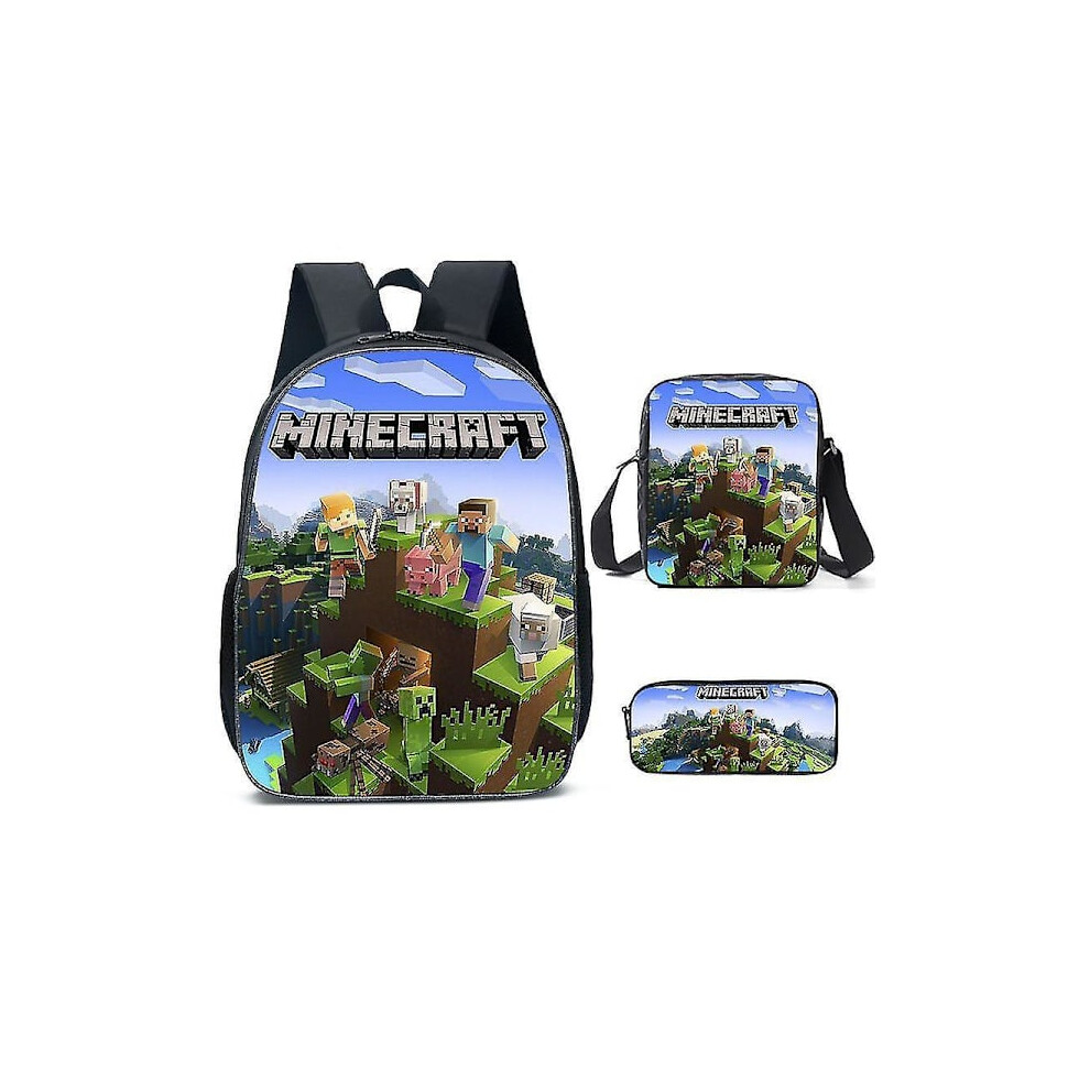 3pcs Minecraft School Bag Backpack For Boys Kids, Backpacks With Messenger Bag And Pencil Case only backpack