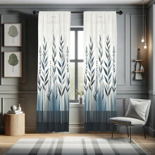 Ambesonne botaniske gardiner, sett med 2 paneler, blader i minimalistiske kalde toner, par - 28" x 95", gråblå, skiferblå