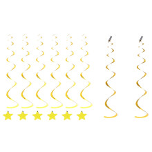 24 décorations de plafond suspendues en spirale, motif étoile dorée, pentagramme, spirales, spirales, accessoires de décoration pour anniversaire