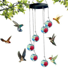 Txmfgh2024Nouveaux carillons éoliens et mangeoires pour colibris - Décoration de jardin colorée avec plusieurs points d'alimentation, cadeau