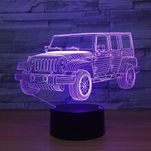 Lampe de chevet LED 3D en forme de Jeep avec dégradé de couleurs, port USB, idéale pour la chambre ou la décoration intérieure. Cadeau
