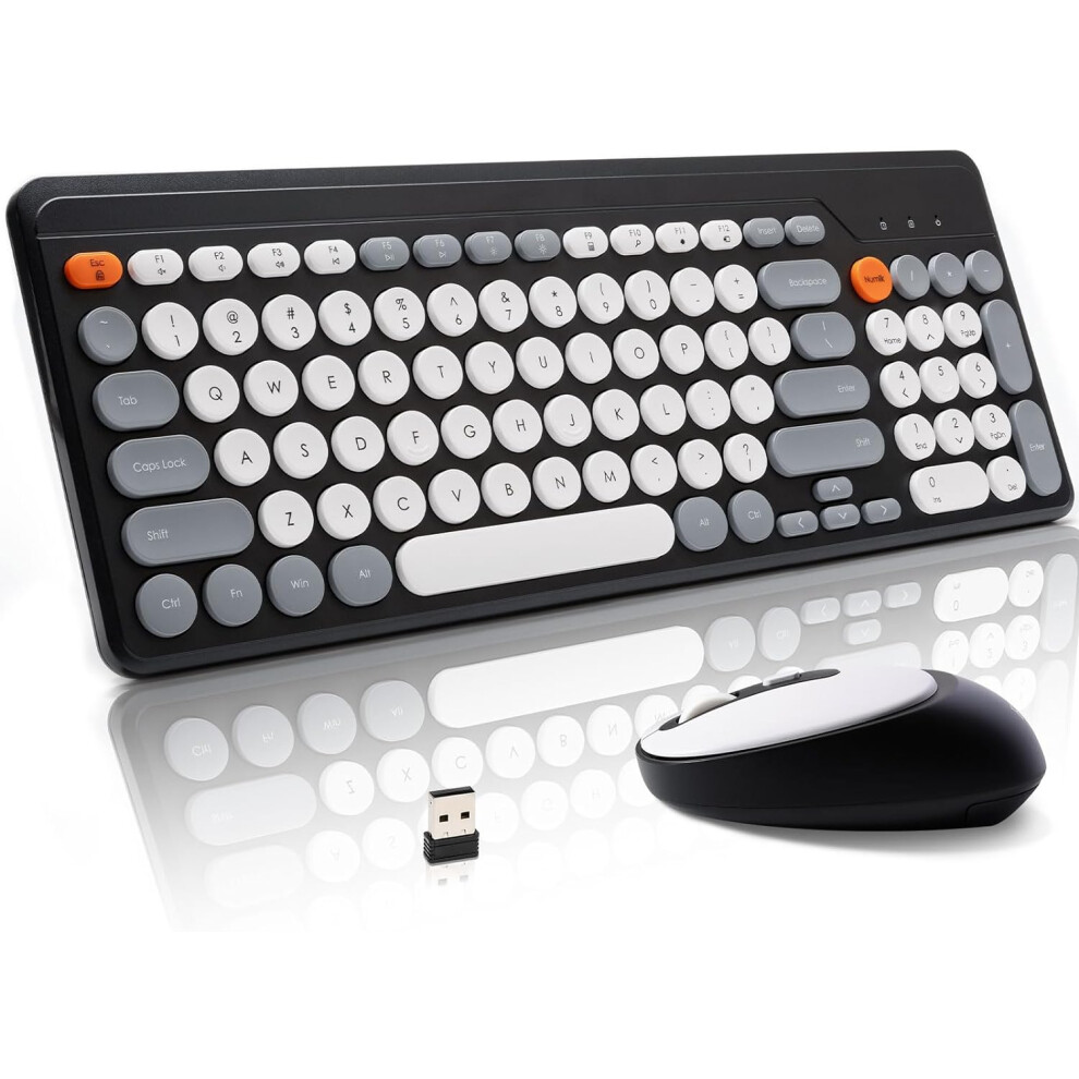 Wireless Keyboard And Mouse Combo, 2.4Ghz Office Silent 96 Keys Full Size With Number Pad,1600 Dpi Optical Mouse, 9425574765802