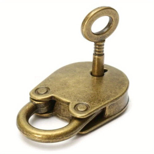 Mini cadeado antigo de metal com chave. 1