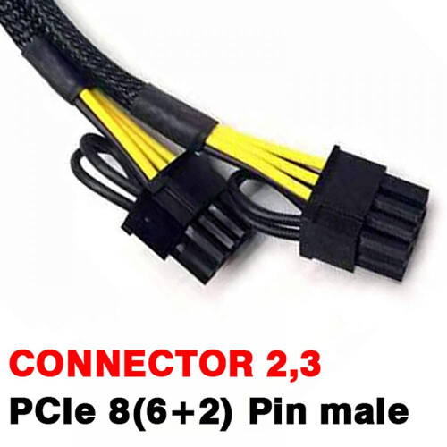 Καλώδιο PCI-E 8 ακίδων σε 2PCIe 8 ακίδων (6+2), Συμβατό με κάρτες γραφικών GPU, Προσαρμογέας 1