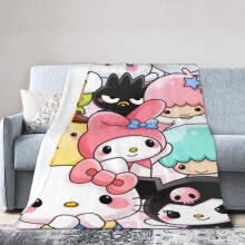 Plaid Hello Kitty, motif dessin animé, pour la chambre à coucher, en flanelle, pour lit ou canapé